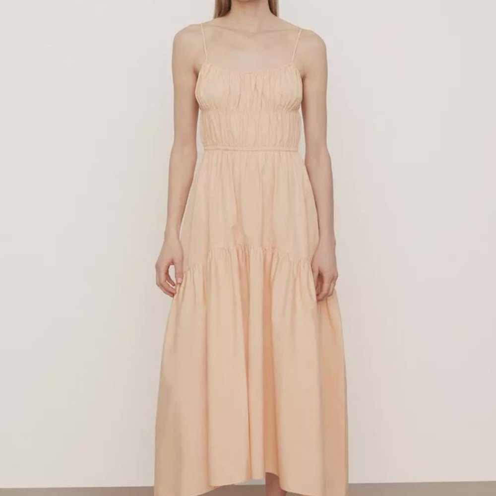 VINCE Ruched Tie Back Dress